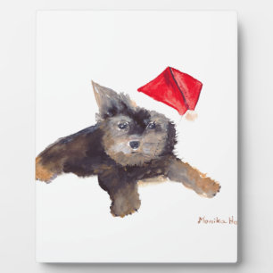 Weihnachtshundportrait Fotoplatte