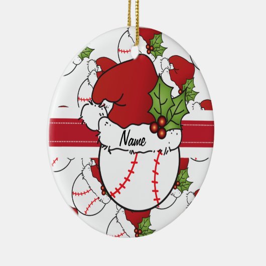 Weihnachtshut auf einem Baseball Keramik Ornament (Rechts)