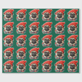 Weihnachtshut niedlicher Mops Geschenkpapier (Flach)