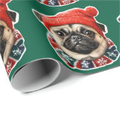 Weihnachtshut niedlicher Mops Geschenkpapier (Rolleneckpunkt)