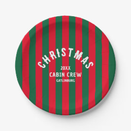 Weihnachtshütte Crew Custom Green Red Strip Pappteller