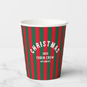 Weihnachtshütte Crew Custom Red Green Strip Pappbecher (Rückseite)