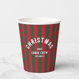 Weihnachtshütte Crew Custom Red Green Strip Pappbecher