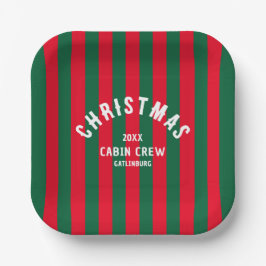 Weihnachtshütte Crew Custom Red Green Strip Pappteller