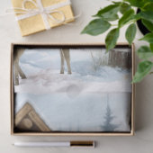 Weihnachtshütte im Winter mit Hirsch Seidenpapier (Geschenk)