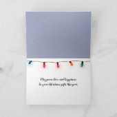 Weihnachtshütte in Schneeflocken Feiertagskarte (Innenseite)