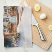 Weihnachtshütte in Schneelandschaft Geschirrtuch (Viertel Falte)