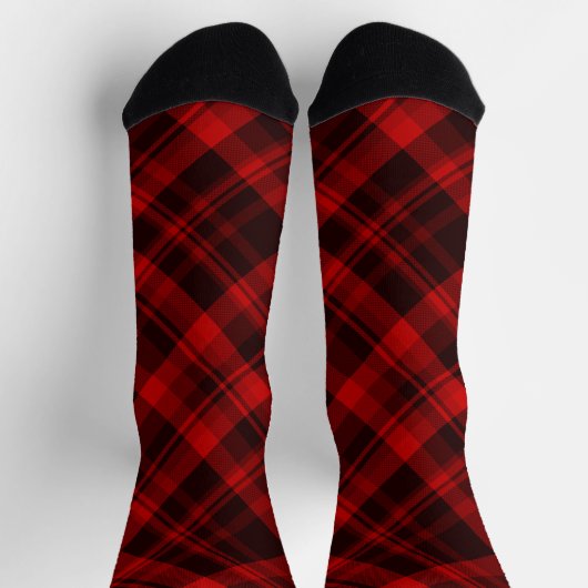 Weihnachtshütte Rot und Schwarz Kariert Gemütlich Socken (Oben)