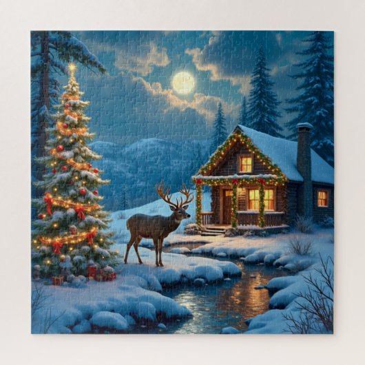 Weihnachtshütte Schnee Puzzle (Vertikal)
