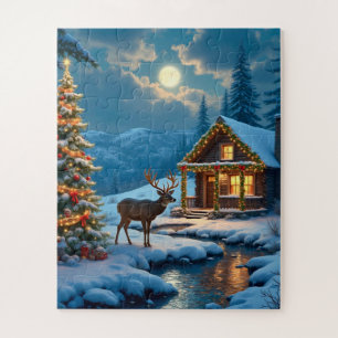 Weihnachtshütte Schnee Puzzle