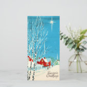 Weihnachtshütte Vintage Feiertagskarte (Stehend Vorderseite)