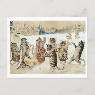 Weihnachtshymnen singende Katzen Vintage Louis Wai Postkarte