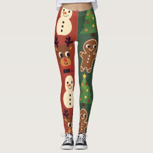 Weihnachtsicons-Leggings im Retro-Stil Leggings