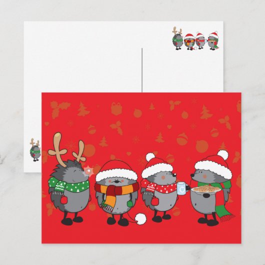 WeihnachtsIgel Feiertagspostkarte (Vorne/Hinten)