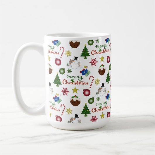 WeihnachtsIllustration Mix Muster Kaffeetasse (Links)