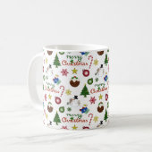 WeihnachtsIllustration Mix Muster Kaffeetasse (Vorderseite Links)