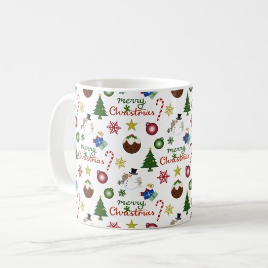 WeihnachtsIllustration Mix Muster Kaffeetasse (Vorderseite Links)