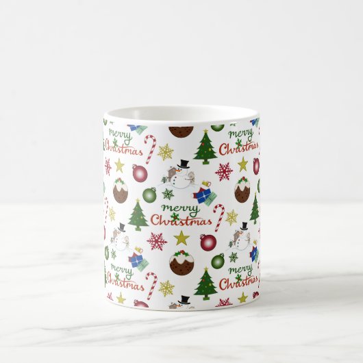 WeihnachtsIllustration Mix Muster Kaffeetasse (Mittel)