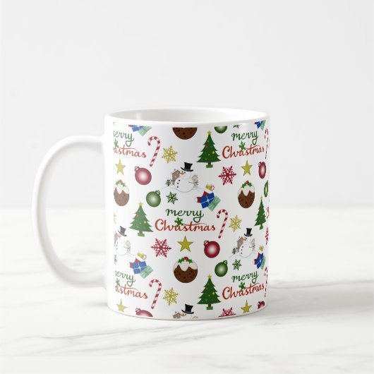 WeihnachtsIllustration Mix Muster Kaffeetasse (Links)