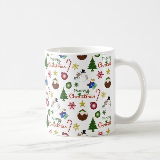 WeihnachtsIllustration Mix Muster Kaffeetasse (Rechts)