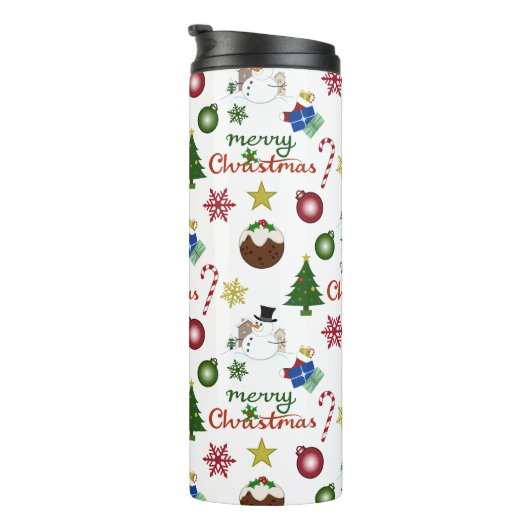 WeihnachtsIllustration Mix Muster Thermosbecher (Nach rechts gedreht)