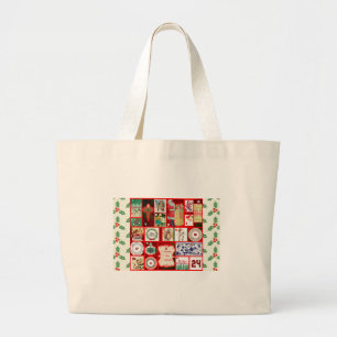 Weihnachtsillustrationen Vintage Holiday Fun Jumbo Stoffbeutel
