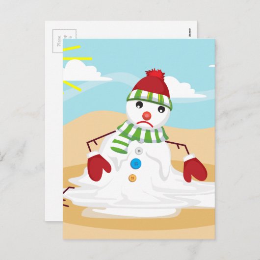 Weihnachtsim Juli Schneemann Feiertagspostkarte (Vorne/Hinten)