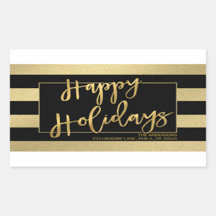 WeihnachtsImitat-Goldfolie Stripes Rechteckiger Aufkleber