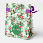 Weihnachtsimmergrün und Pineconmuster Geschenkschachtel (Rückseite)