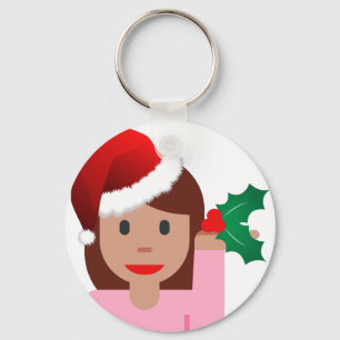 Weihnachtsinformationen Mädchen Emoji Schlüsselanhänger