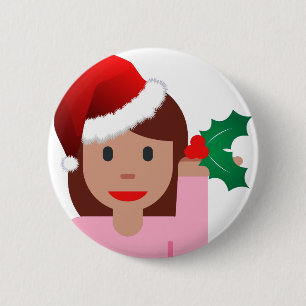 Weihnachtsinformationsmädchen Emoji Button