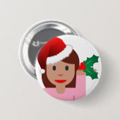 Weihnachtsinformationsmädchen Emoji Button (Vorne & Hinten)