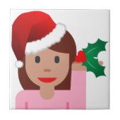 Weihnachtsinformationsmädchen Emoji Fliese (Vorderseite)