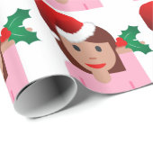 Weihnachtsinformationsmädchen Emoji Geschenkpapier (Rolleneckpunkt)