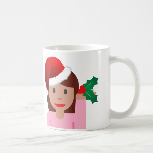 Weihnachtsinformationsmädchen Emoji Kaffeetasse (Rechts)