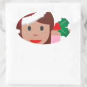 Weihnachtsinformationsmädchen Emoji Ovaler Aufkleber (Tasche)