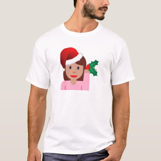 Weihnachtsinformationsmädchen Emoji T-Shirt (Vorderseite)