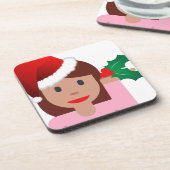 Weihnachtsinformationsmädchen Emoji Untersetzer (Linke Seite)