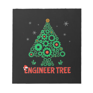 Weihnachtsingenieur Baum Maschinenbau Notizblock