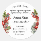 Weihnachtsinhaltsstoff handgefertigte Seife Runder Aufkleber (Vorderseite)