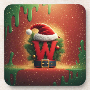 Weihnachtsinitiale W für Feiertagsgeschenke Getränkeuntersetzer