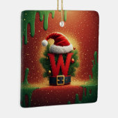 Weihnachtsinitiale W für Feiertagsgeschenke Keramikornament (Rechts)