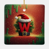 Weihnachtsinitiale W für Feiertagsgeschenke Keramikornament (Rückseite)