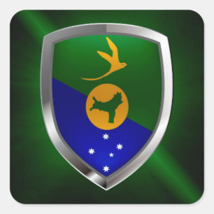 Weihnachtsinsel Mettalic Emblem Quadratischer Aufkleber