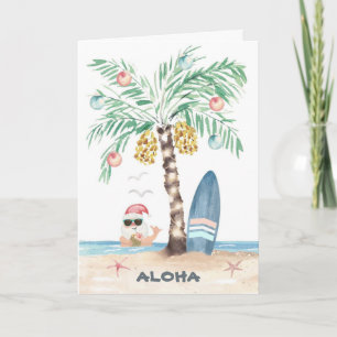 Weihnachtsinsel Surf Santa Palmenstrand Feiertagskarte