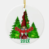 Weihnachtsjahr Gnome Keramik Ornament (Vorne)