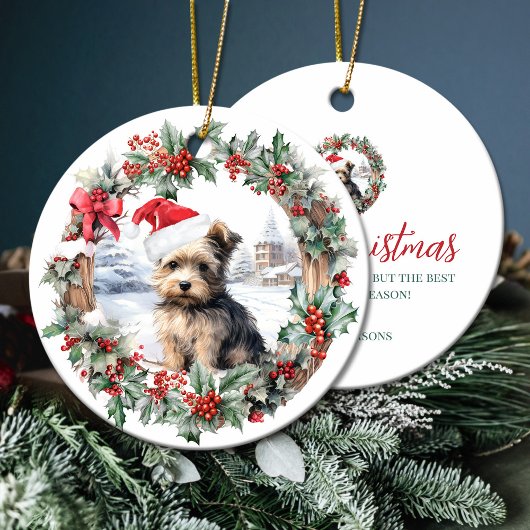 Weihnachtsjorkshire Terrier Hund Welpe Weihnachtsm Keramik Ornament