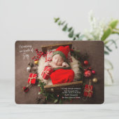 Weihnachtsjubiläum Geburtserklärung Feiertagskarte (Stehend Vorderseite)