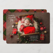 Weihnachtsjubiläum Geburtserklärung Feiertagskarte (Vorne/Hinten)