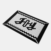 Weihnachtsjubiläum Imitate Tile Black and White Ba Fußmatte (Schrägansicht)